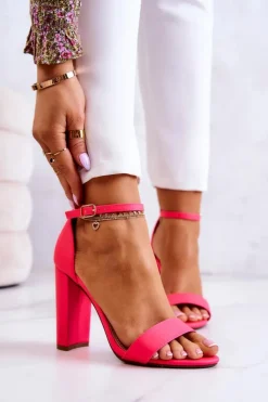 Damskie Boto Sandały Damskie Na Słupku Neon Róż Anastasie