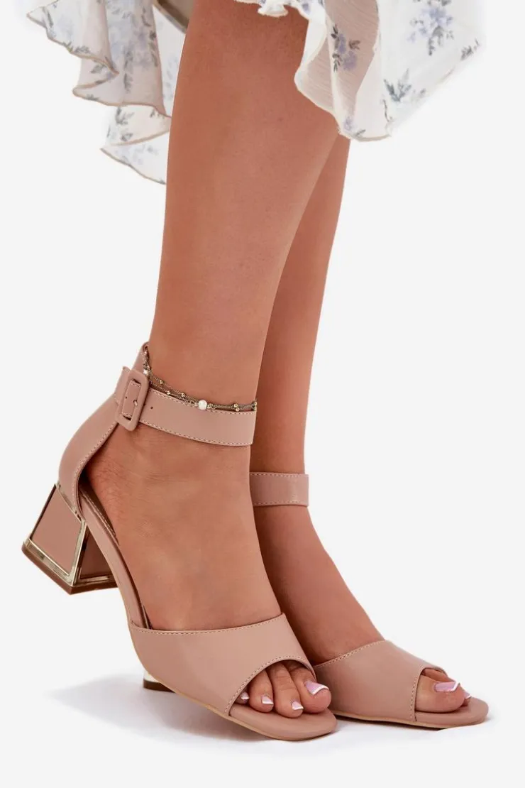 New Evento Sandały Damskie Na Słupku Nude Zennia