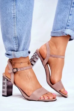 Damskie buty S.Barski Sandały Na Obcasie*Sandały Damskie Na Słupku Różowe Barski Baskila