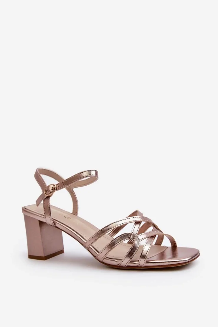 Damskie Buty Sergio Leone Sandały Damskie Na Słupku Sergio Leone SK065 Złote