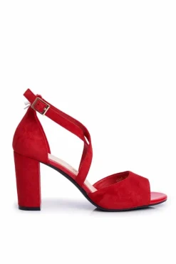 Buty Sergio Leone Sandały Na Obcasie*Sandały Damskie Na Słupku Sergio Leone Czerwone SK865