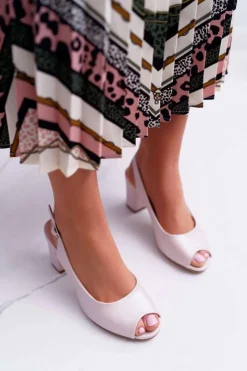 Clearance Buty Sergio Leone Sandały Damskie Na Słupku Sergio Leone SK765 Różowa Perła Vime