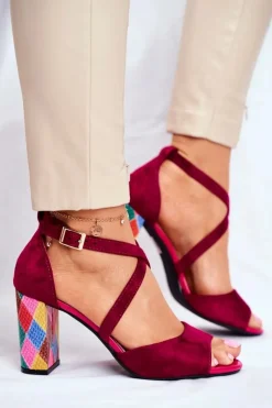 Outlet Buty Sergio Leone Sandały Damskie Na Słupku Sergio Leone Fuksja SK865