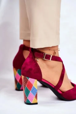 Outlet Buty Sergio Leone Sandały Damskie Na Słupku Sergio Leone Fuksja SK865