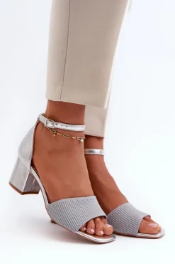 Discount Evento Sandały Damskie Na Słupku Srebrne Desvia