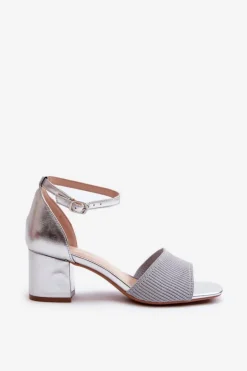 Discount Evento Sandały Damskie Na Słupku Srebrne Desvia