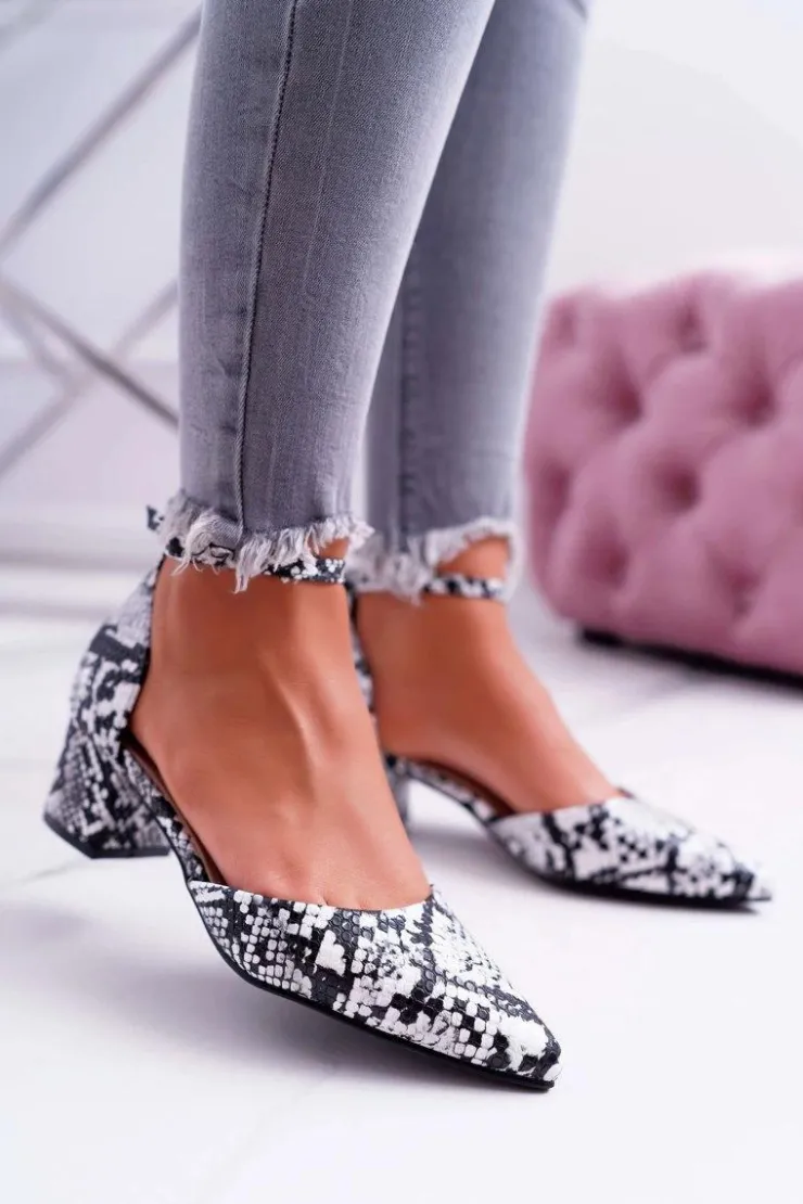 Sale Boto Sandały Damskie Na Słupku Skóra Węża Kehira