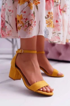 Boto Sandały Na Obcasie*Sandały Damskie Na Słupku Żółte Zephira