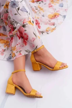 Boto Sandały Na Obcasie*Sandały Damskie Na Słupku Żółte Zephira