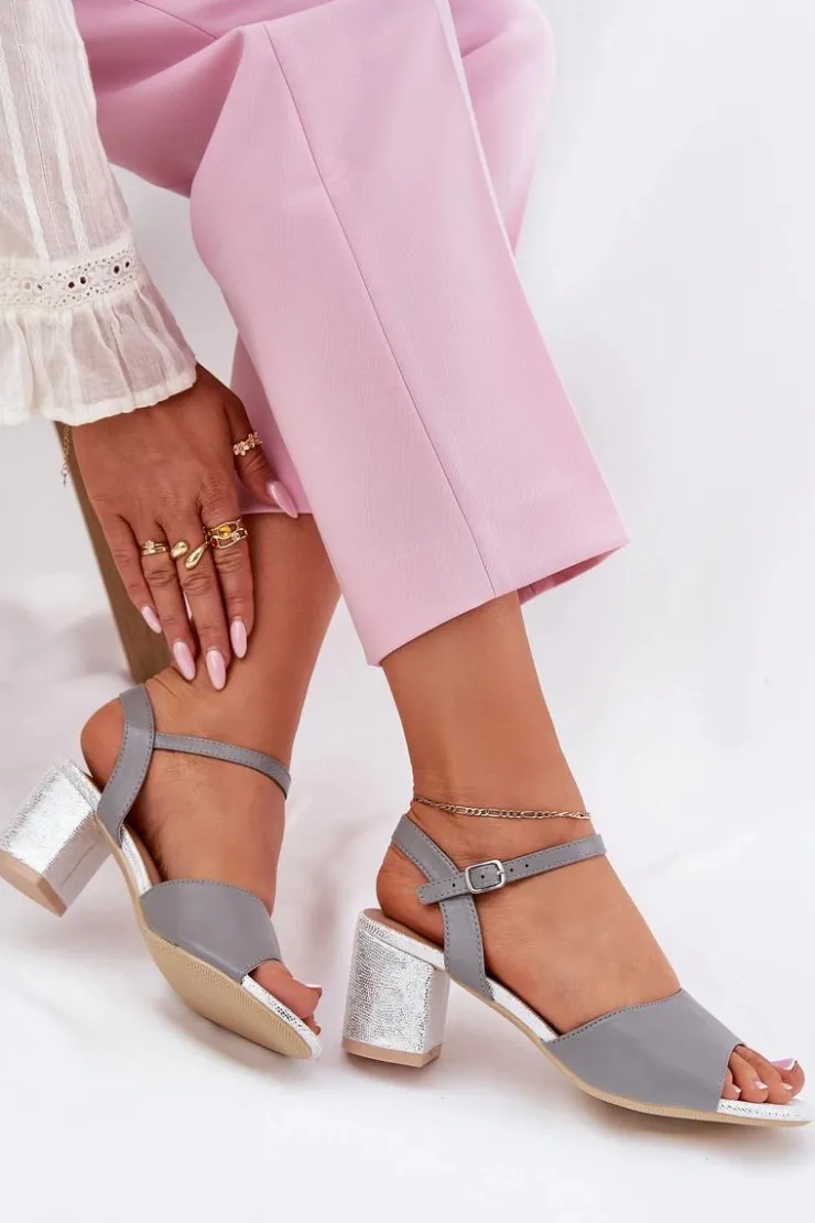 Hot Buty damskie Vinceza Sandały Damskie Na Słupku Vinceza 20275 Szare Szary