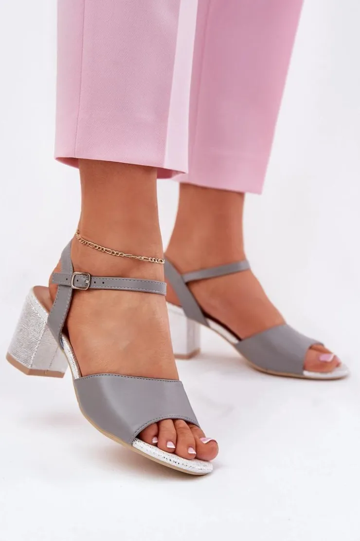 Hot Buty damskie Vinceza Sandały Damskie Na Słupku Vinceza 20275 Szare Szary