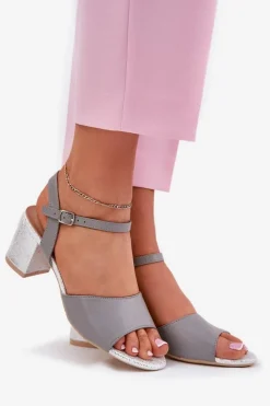 Hot Buty damskie Vinceza Sandały Damskie Na Słupku Vinceza 20275 Szare Szary