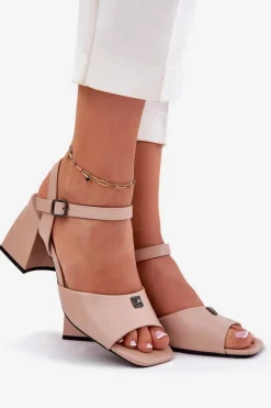 Damskie Buty damskie Vinceza Sandały Damskie Na Słupku Vinceza 62235 Beżowe