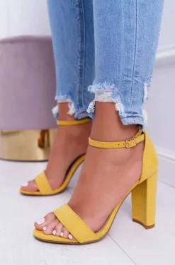 Boto Sandały Na Obcasie*Sandały Damskie Na Słupku Zamszowe Żółte Anastasie