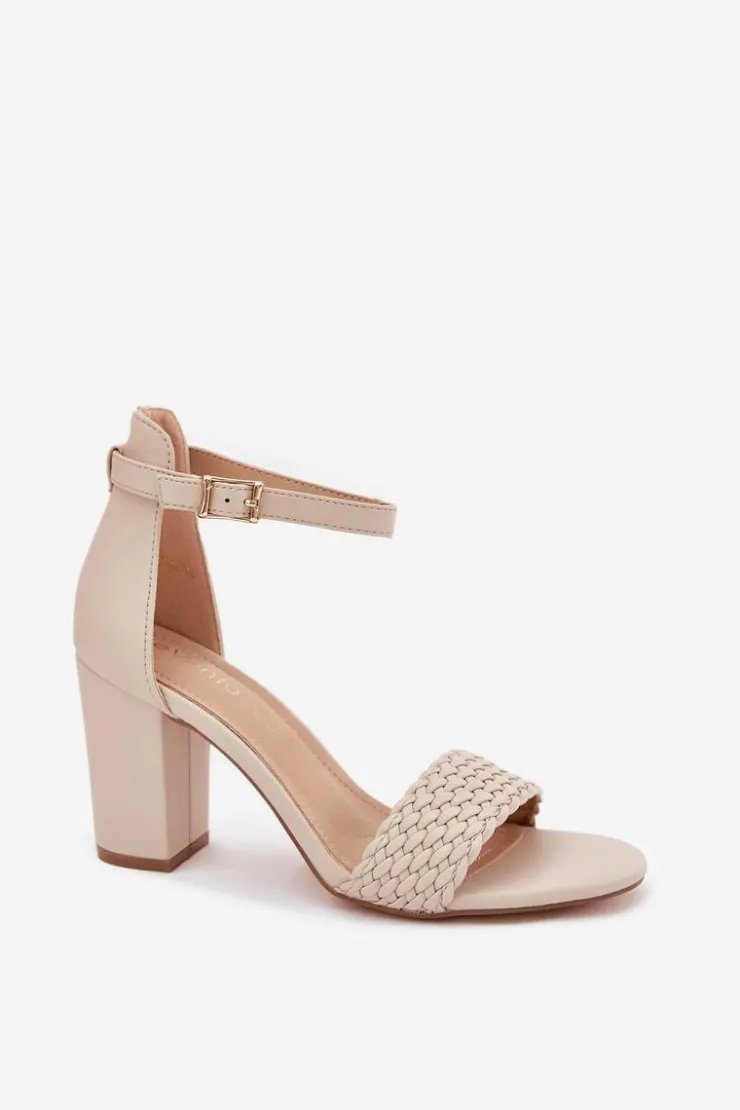 Damskie Evento Sandały Damskie Na Słupku Z Plecionym Paskiem Beżowe Asdine