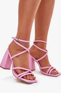 Online Boto Sandały Damskie Na Słupku Z Paskami Różowe Ciarilora Różowy
