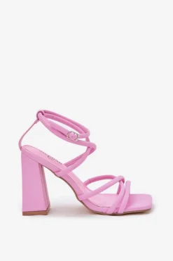 Online Boto Sandały Damskie Na Słupku Z Paskami Różowe Ciarilora Różowy