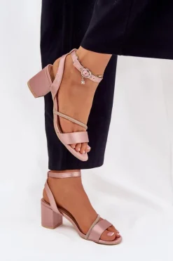 Damskie Buty damskie Vinceza Sandały Damskie Na Słupku Z Cyrkoniami Vinceza 20268 Beżowe