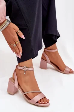 Damskie Buty damskie Vinceza Sandały Damskie Na Słupku Z Cyrkoniami Vinceza 20268 Beżowe