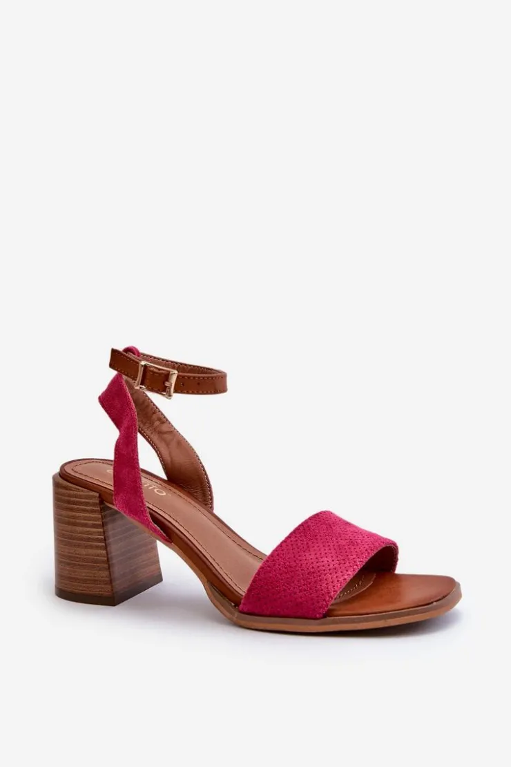 Evento Sandały Na Słupku|Sandały Na Obcasie*Sandały Damskie Na Słupku Z Eko Zamszu Fuksja Ronvia Różowy