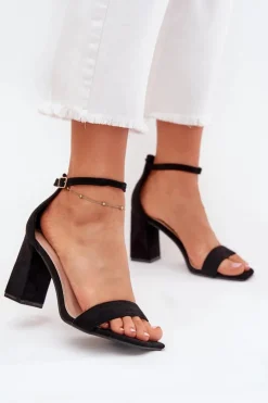 Boto Sandały Na Obcasie|Sandały Na Słupku*Sandały Damskie Na Słupku Z Eko Zamszu Czarne Elirae Czarny