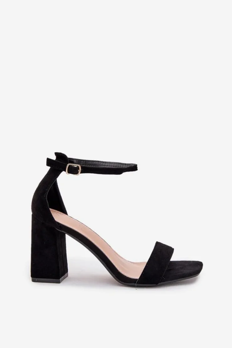 Boto Sandały Na Obcasie|Sandały Na Słupku*Sandały Damskie Na Słupku Z Eko Zamszu Czarne Elirae Czarny