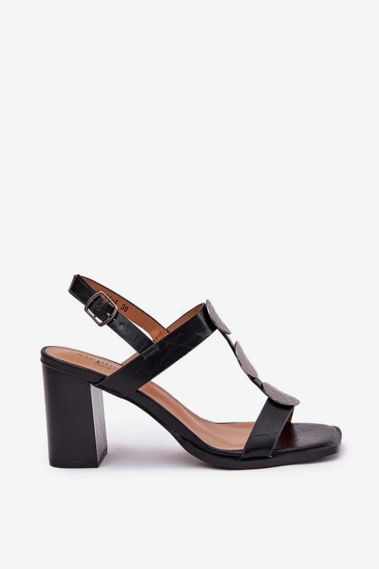 Boto Sandały Na Słupku|Sandały Na Obcasie*Sandały Damskie Na Słupku Z Ozdobnym Paskiem Czarne Mirfedi Czarny