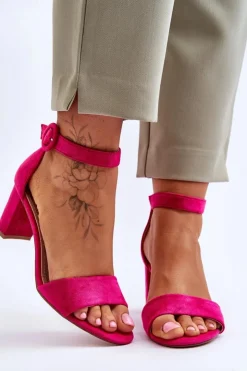 Damskie Evento Sandały Damskie Na Słupku Zamszowe Fuksja Lexi