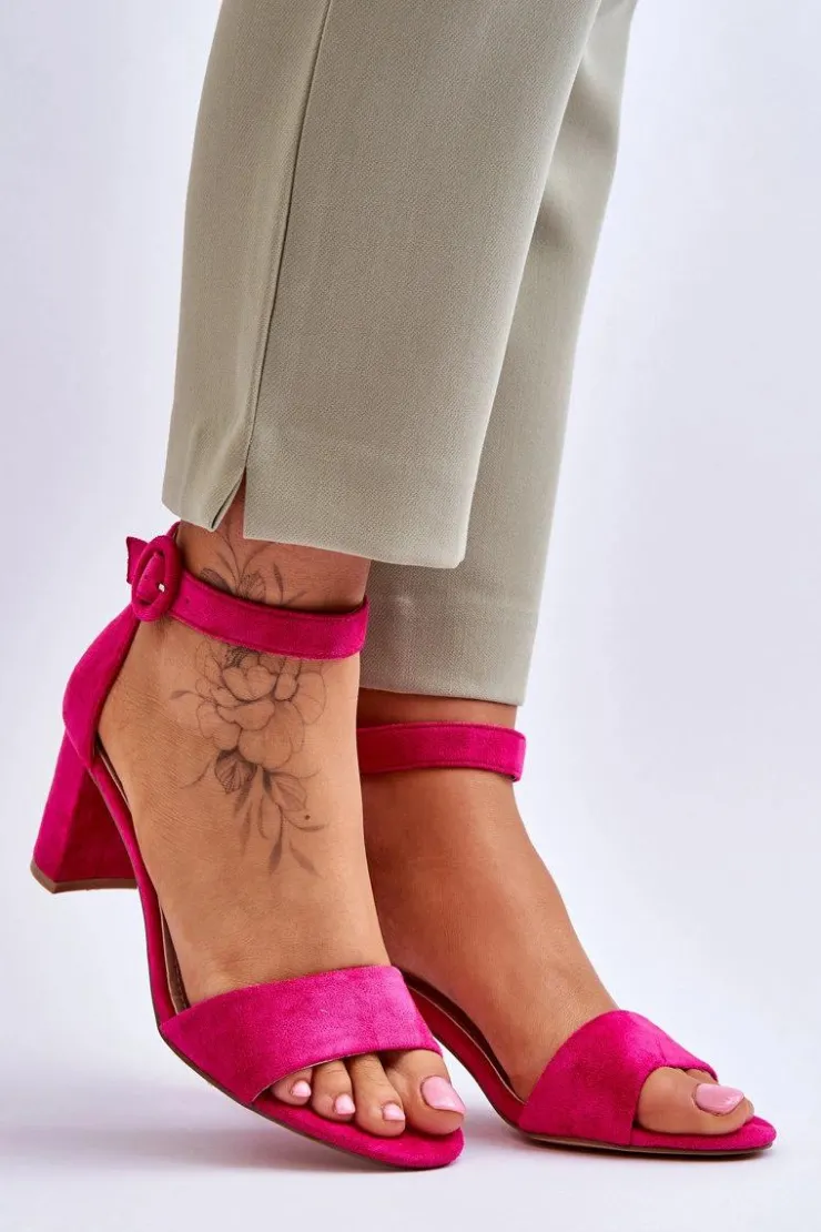 Damskie Evento Sandały Damskie Na Słupku Zamszowe Fuksja Lexi