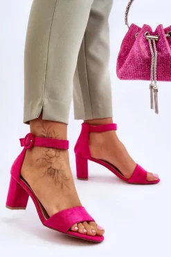 Damskie Evento Sandały Damskie Na Słupku Zamszowe Fuksja Lexi