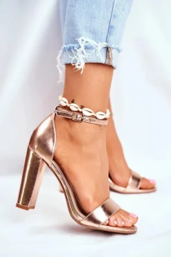 Sale Boto Sandały Damskie Na Słupku Złoty Róż Anastasie