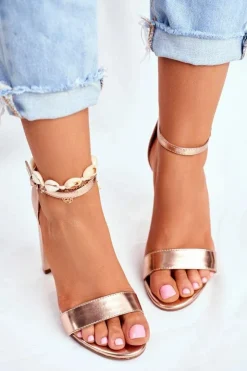 Sale Boto Sandały Damskie Na Słupku Złoty Róż Anastasie