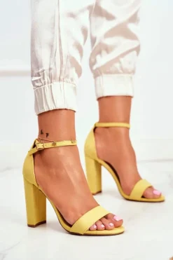 Boto Sandały Na Obcasie*Sandały Damskie Na Słupku Zamszowe Żółte Anastasie