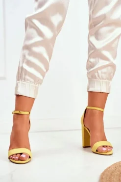 Boto Sandały Na Obcasie*Sandały Damskie Na Słupku Zamszowe Żółte Anastasie