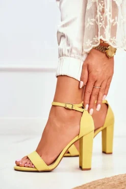 Boto Sandały Na Obcasie*Sandały Damskie Na Słupku Zamszowe Żółte Anastasie
