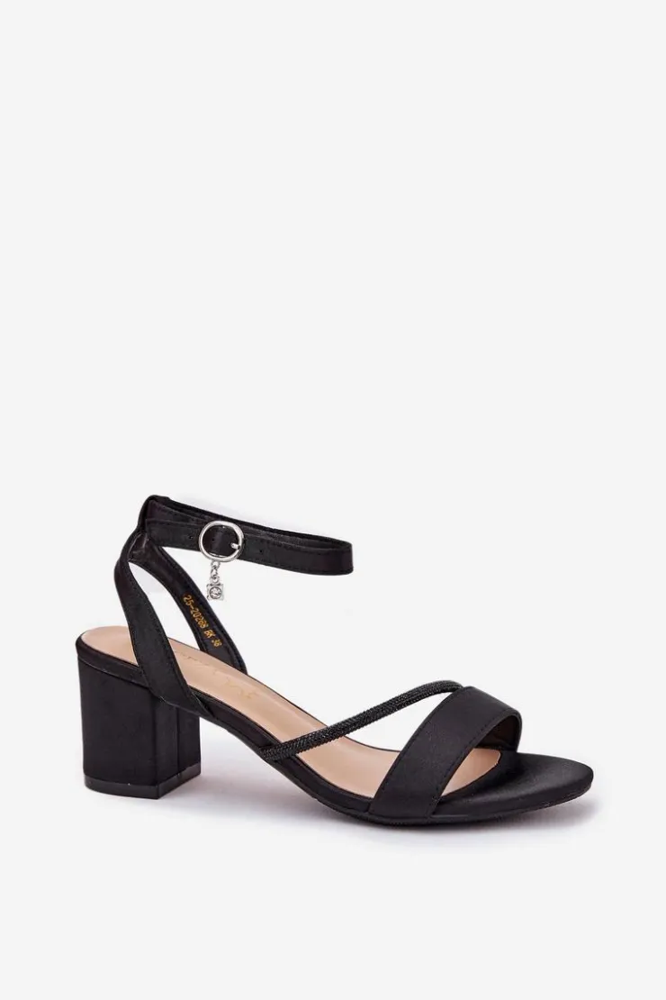 Hot Buty damskie Vinceza Sandały Damskie Na Słupku Z Cyrkoniami Vinceza 20268 Czarne Czarny