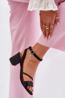 Hot Buty damskie Vinceza Sandały Damskie Na Słupku Z Cyrkoniami Vinceza 20268 Czarne Czarny