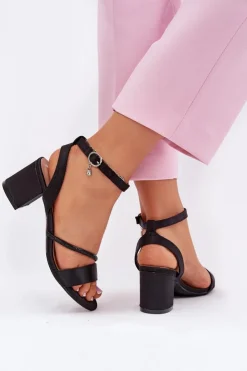 Hot Buty damskie Vinceza Sandały Damskie Na Słupku Z Cyrkoniami Vinceza 20268 Czarne Czarny