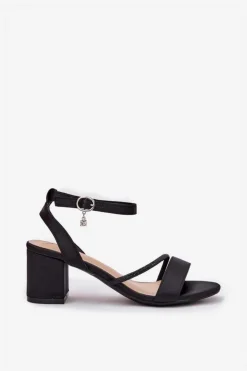 Hot Buty damskie Vinceza Sandały Damskie Na Słupku Z Cyrkoniami Vinceza 20268 Czarne Czarny