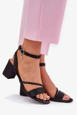 Hot Buty damskie Vinceza Sandały Damskie Na Słupku Z Cyrkoniami Vinceza 20268 Czarne Czarny