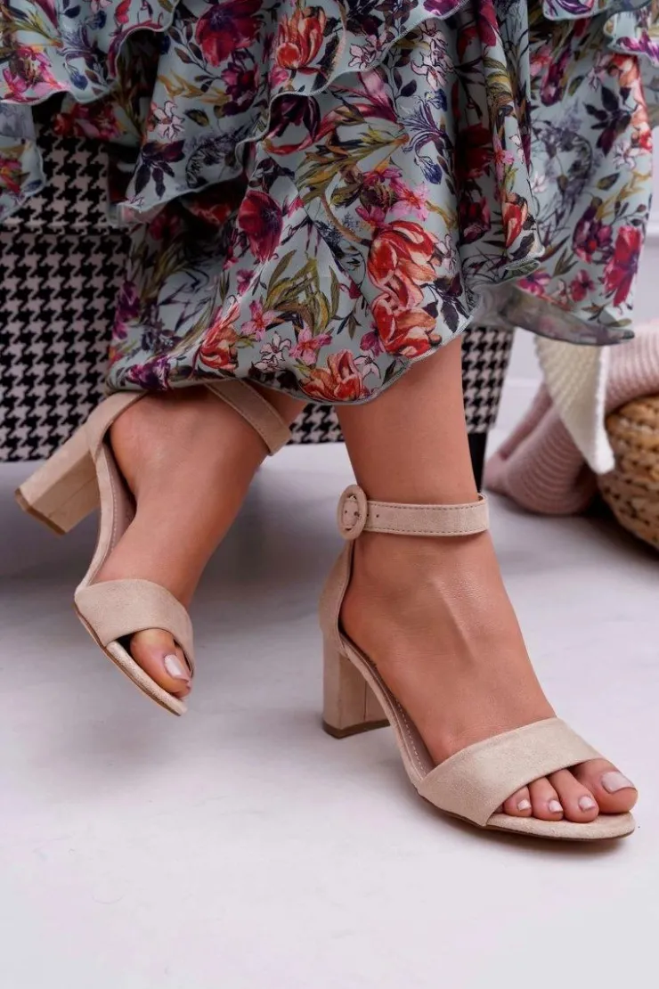 Evento Sandały Damskie Na Słupku Zamszowe Beżowe Lexi Beżowy