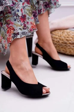 Discount Boto Sandały Damskie Na Słupku Zamszowe Czarne Pollem