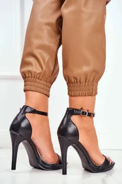 Boto Sandały Na Obcasie*Sandały Damskie Na Szpilce Czarne Frenzy