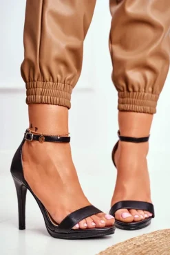 Boto Sandały Na Obcasie*Sandały Damskie Na Szpilce Czarne Frenzy