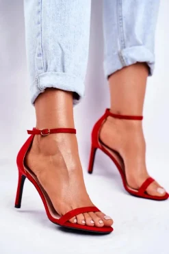 Boto Sandały Na Obcasie*Sandały Damskie Na Szpilce Klasyczne Czerwone Basilian