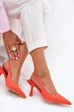 Boto Sandały Na Obcasie|Czółenka Klasyczne*Sandały Damskie Na Szpilce Pomarańczowe Lunira