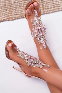 Clearance Boto Sandały Damskie Na Szpilce Lu Boo Różowe Złoto 2047-89 Milleni