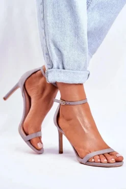 Damskie Boto Sandały Damskie Na Szpilce Klasyczne Szare Basilian