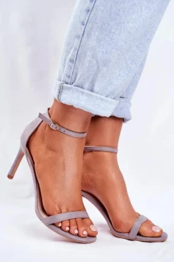 Damskie Boto Sandały Damskie Na Szpilce Klasyczne Szare Basilian