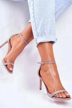 Damskie Boto Sandały Damskie Na Szpilce Klasyczne Szare Basilian